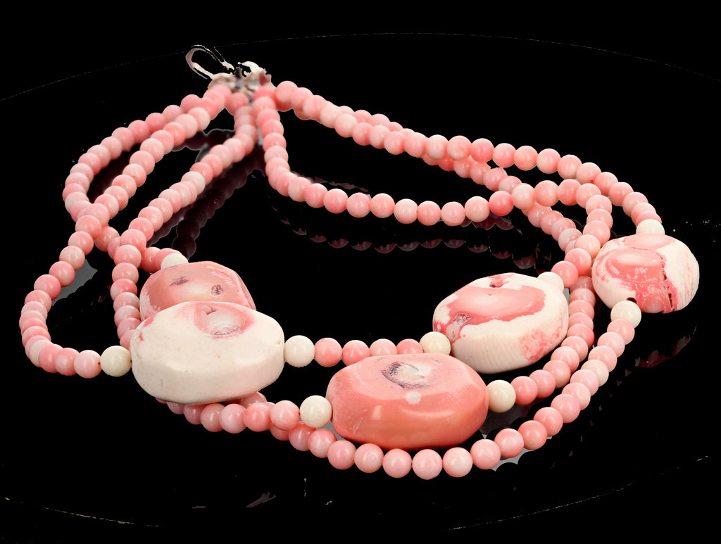 Three -Strand Pink Coral Necklace