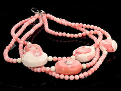 Three -Strand Pink Coral Necklace