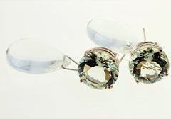 Praziolites and Quartz Sterling Silver Stud Earrings