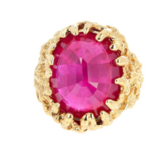 Unique Huge 15 Carat Ruby 14Kt Yellow Gold Ring