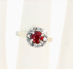 Unique Red Sapphire and White Zircon Ring