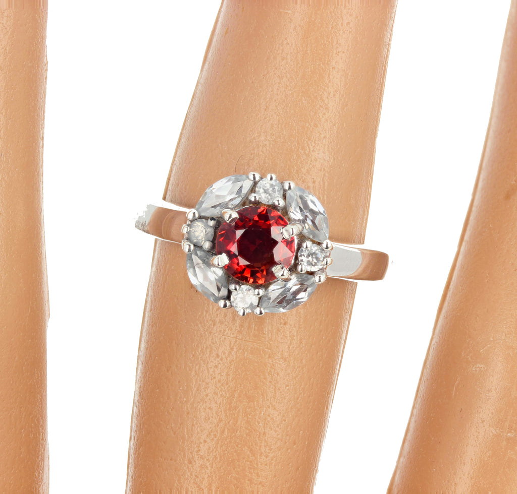 Unique Red Sapphire and White Zircon Ring