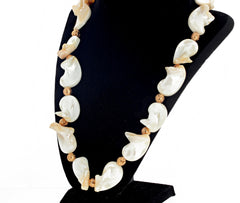 Curly Pearl Shell and Goldy Lava Necklace