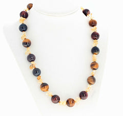 Glowing Tiger Eye and Citrine Necklace