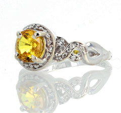 Rare Sparkling 1.3 Carat Canary Yellow Spinel and Diamond Ring